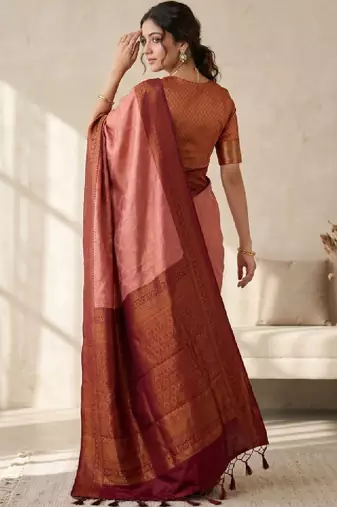 Woven design zari silk blend kanjeevaram saree