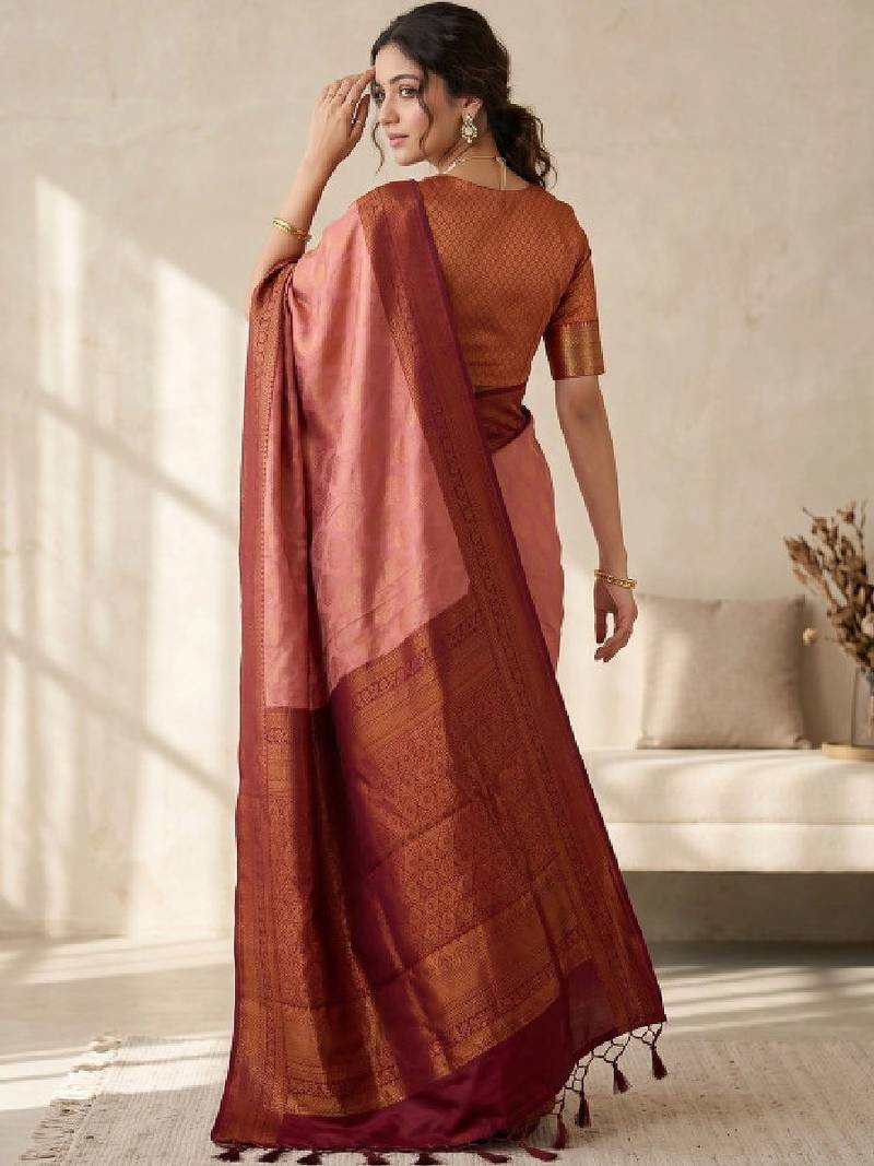 Woven design zari silk blend kanjeevaram saree