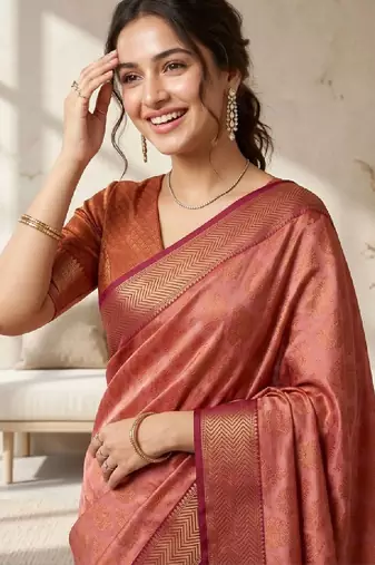 Woven design zari silk blend kanjeevaram saree