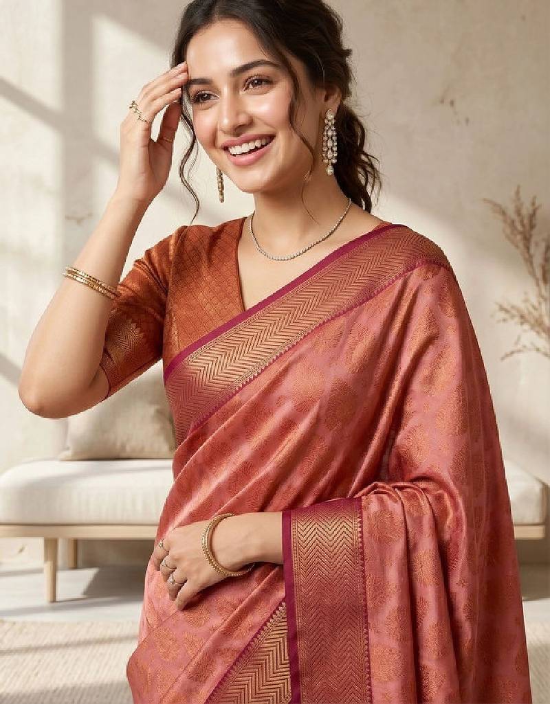 Woven design zari silk blend kanjeevaram saree