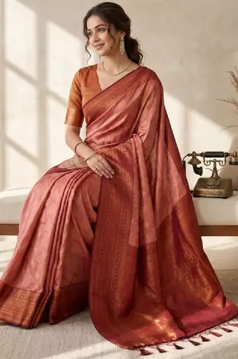 Woven design zari silk blend kanjeevaram saree