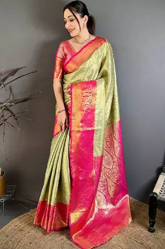 Woven design zari silk blend designer kanjeevaram saree