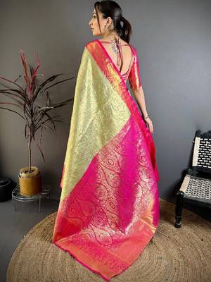 Woven design zari silk blend designer kanjeevaram saree 2