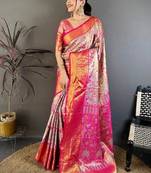 Ethnic motifs zari silk blend designer kanjeevaram saree