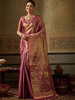 Woven design zari silk blend designer kanjeevaram saree 1