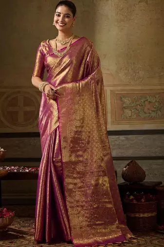 Woven design zari silk blend designer kanjeevaram saree