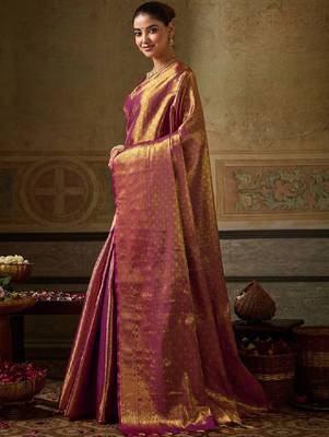 Woven design zari silk blend designer kanjeevaram saree 2