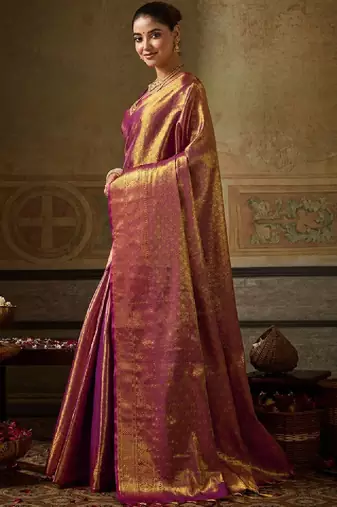 Woven design zari silk blend designer kanjeevaram saree