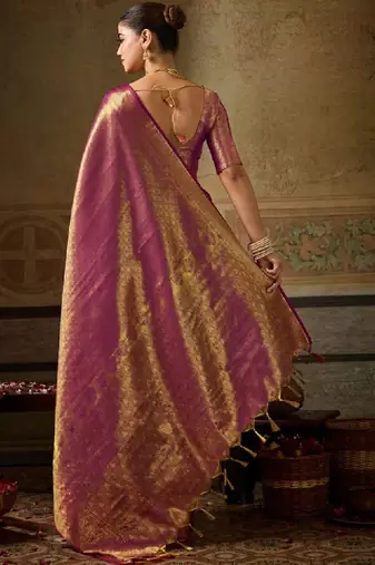 Woven design zari silk blend designer kanjeevaram saree
