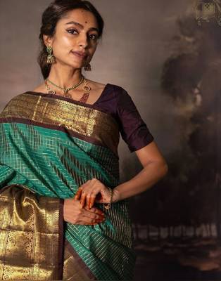 Ombre zari silk blend kanjeevaram saree 2
