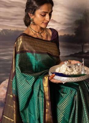 Ombre zari silk blend kanjeevaram saree 3