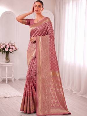 Woven design zari silk blend handloom kanjeevaram saree 1