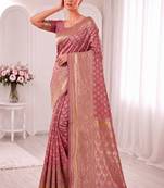 Woven design zari silk blend handloom kanjeevaram saree
