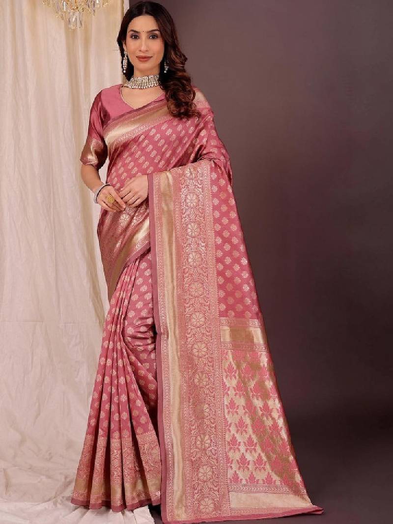Woven design zari silk blend handloom kanjeevaram saree