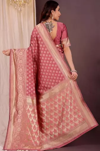 Woven design zari silk blend handloom kanjeevaram saree