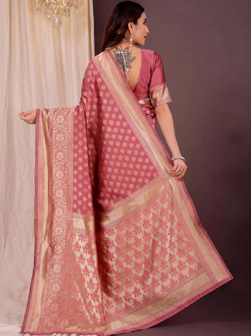 Woven design zari silk blend handloom kanjeevaram saree