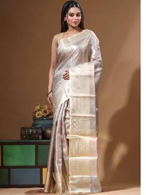 Woven design zari silk blend kanjeevaram saree 1
