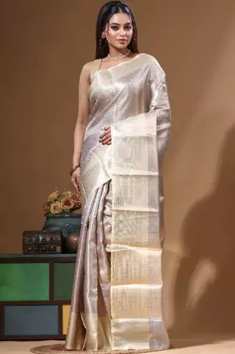 Woven design zari silk blend kanjeevaram saree