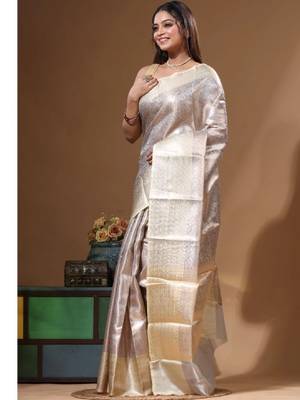 Woven design zari silk blend kanjeevaram saree 2
