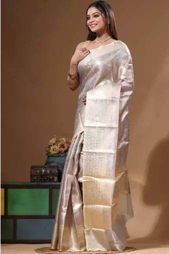 Woven design zari silk blend kanjeevaram saree