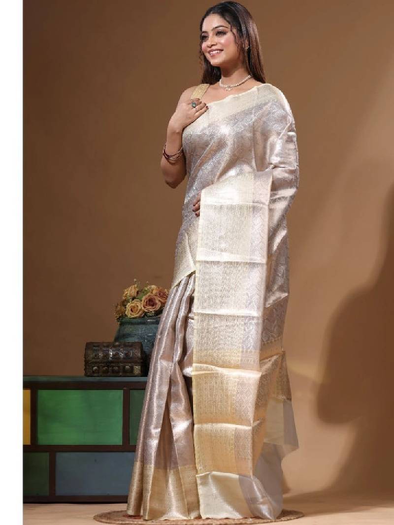 Woven design zari silk blend kanjeevaram saree