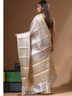 Woven design zari silk blend kanjeevaram saree 3