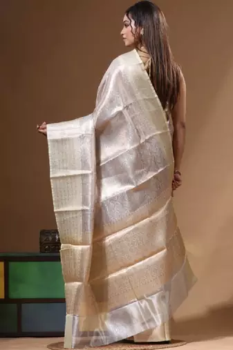 Woven design zari silk blend kanjeevaram saree