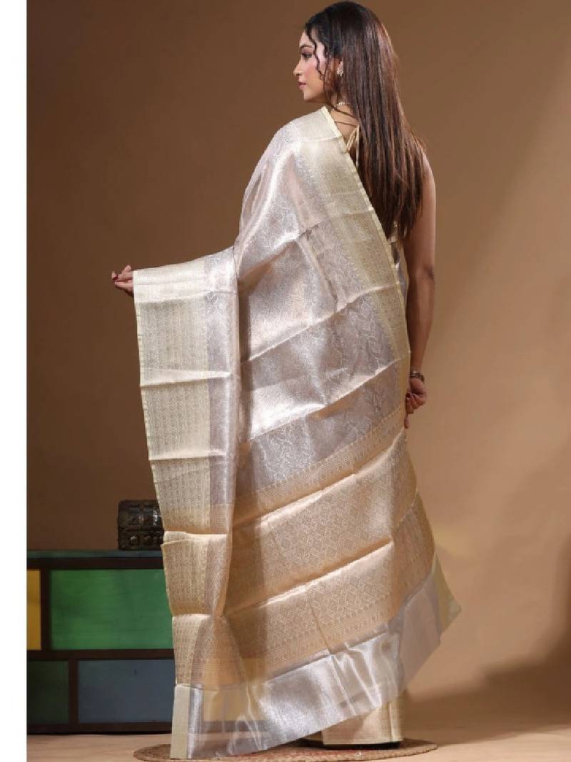 Woven design zari silk blend kanjeevaram saree