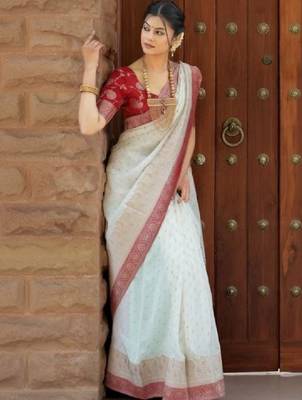 Embellished silk blend kanjeevaram saree 1
