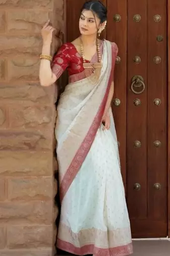 Embellished silk blend kanjeevaram saree