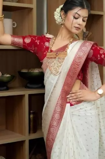 Embellished silk blend kanjeevaram saree