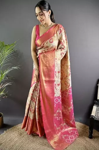 Woven design zari silk blend kanjeevaram saree