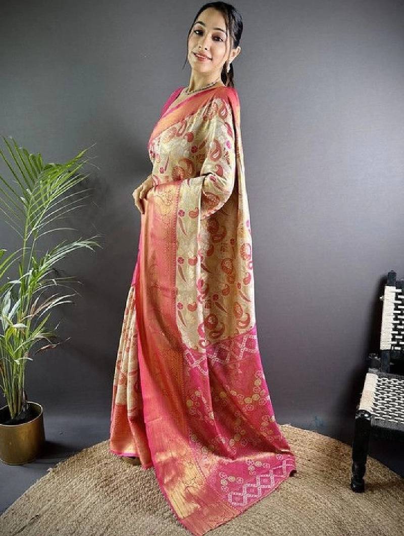 Woven design zari silk blend kanjeevaram saree