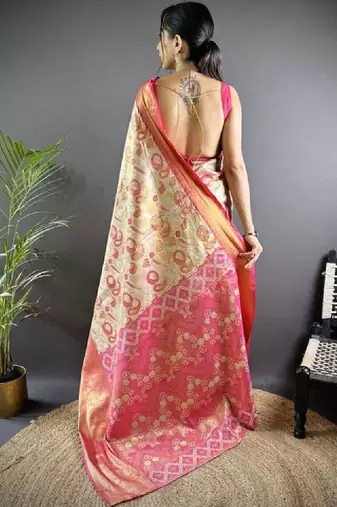 Woven design zari silk blend kanjeevaram saree