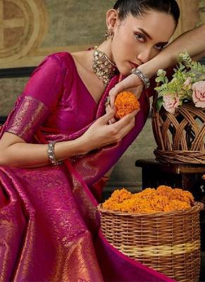 Zari silk blend designer kanjeevaram sarees 2