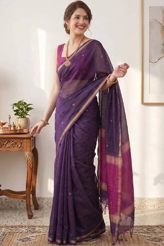 Woven design zari silk blend kanjeevaram saree