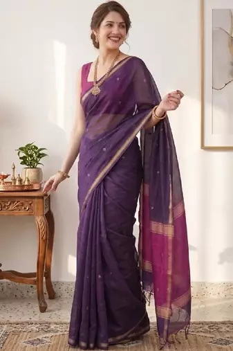 Woven design zari silk blend kanjeevaram saree