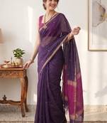 Woven design zari silk blend kanjeevaram saree
