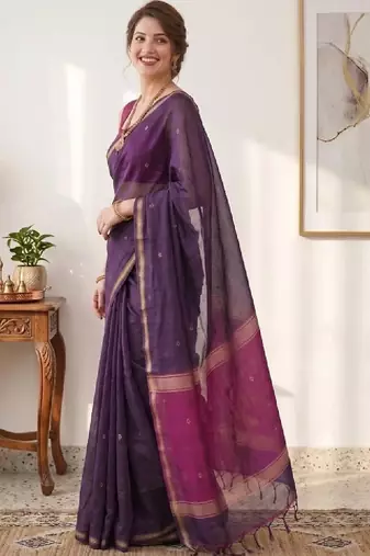 Woven design zari silk blend kanjeevaram saree