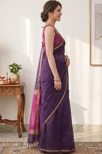 Woven design zari silk blend kanjeevaram saree