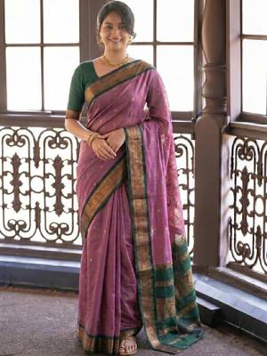 Woven design zari pure cotton kanjeevaram saree 1