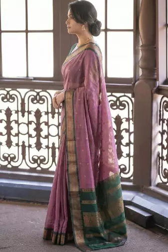 Woven design zari pure cotton kanjeevaram saree