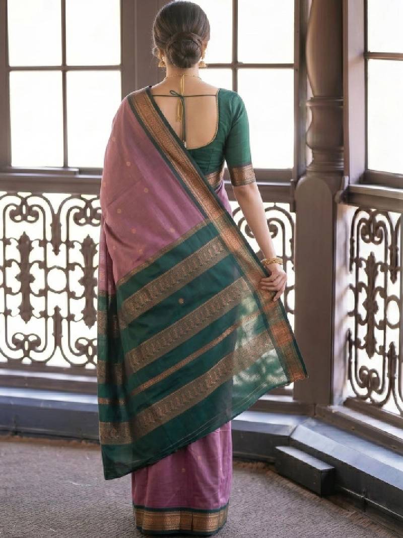 Woven design zari pure cotton kanjeevaram saree