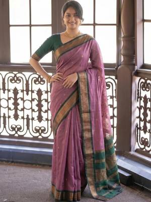 Woven design zari pure cotton kanjeevaram saree 4