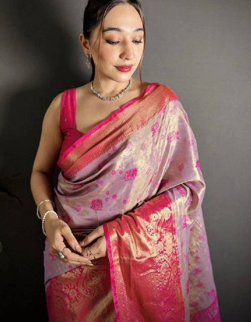 Woven design zari silk blend kanjeevaram saree