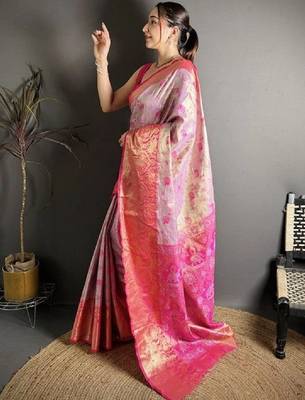 Woven design zari silk blend kanjeevaram saree 3