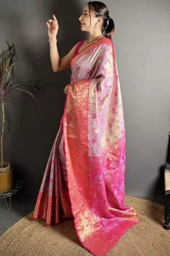 Woven design zari silk blend kanjeevaram saree