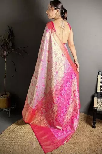 Woven design zari silk blend kanjeevaram saree