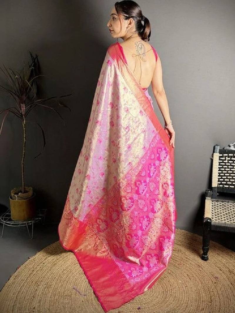 Woven design zari silk blend kanjeevaram saree