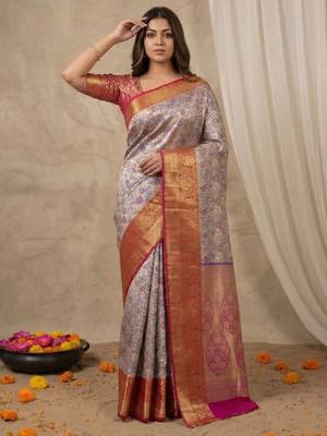 Woven design zari art silk kanjeevaram saree 1